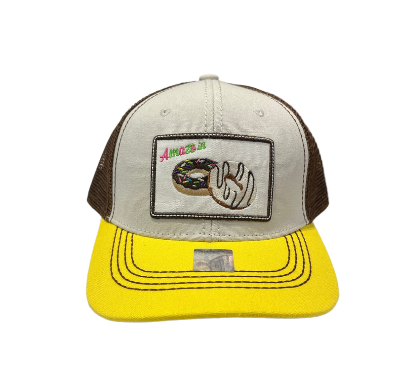 Pitbull Amaze In Life 'Donut2 Patch' Trucker Hat (Stone/Brown/Yellow) FD2DN2SBY - Fresh N Fitted Inc