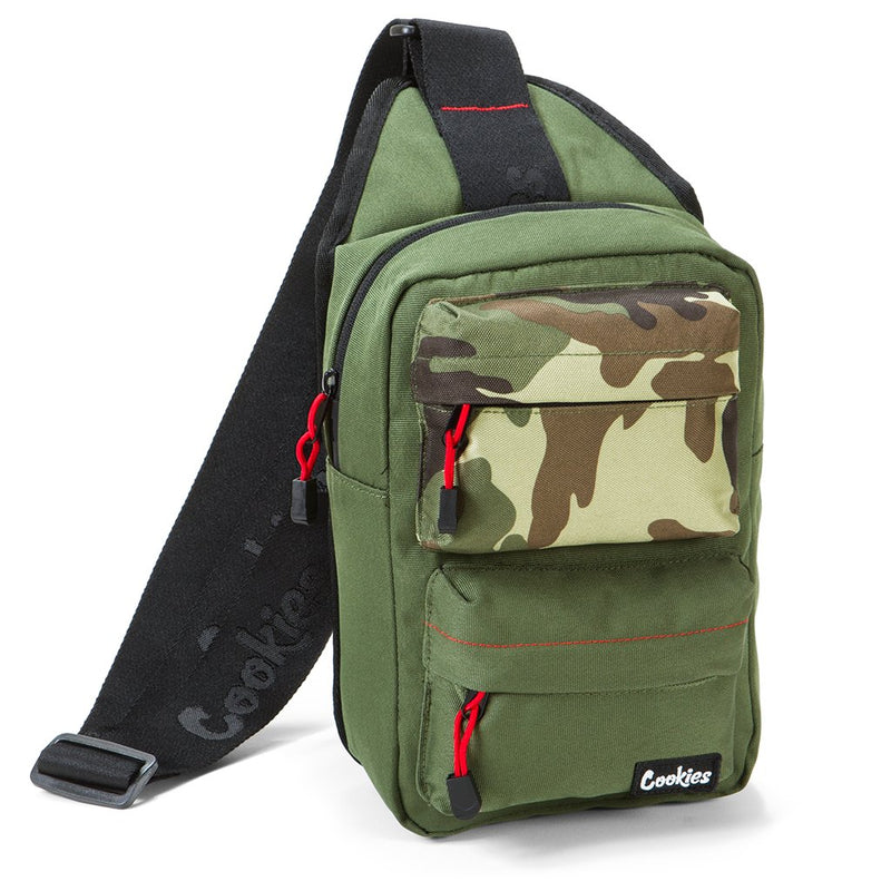 Cookies ‘Rack Pack" Smell Proof Over The Shoulder Sling Bag (Olive) - Fresh N Fitted Inc