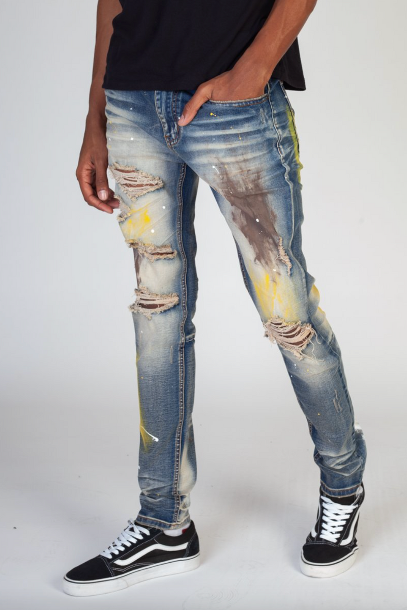 KDNK Multi-Painted Denim (Blue) KND4299 - Fresh N Fitted Inc