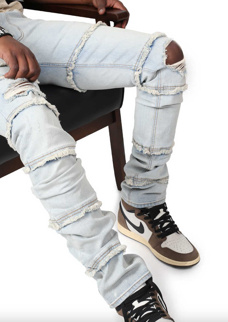 KDNK 'Panelled' Stacked Jeans (Blue) KND4451