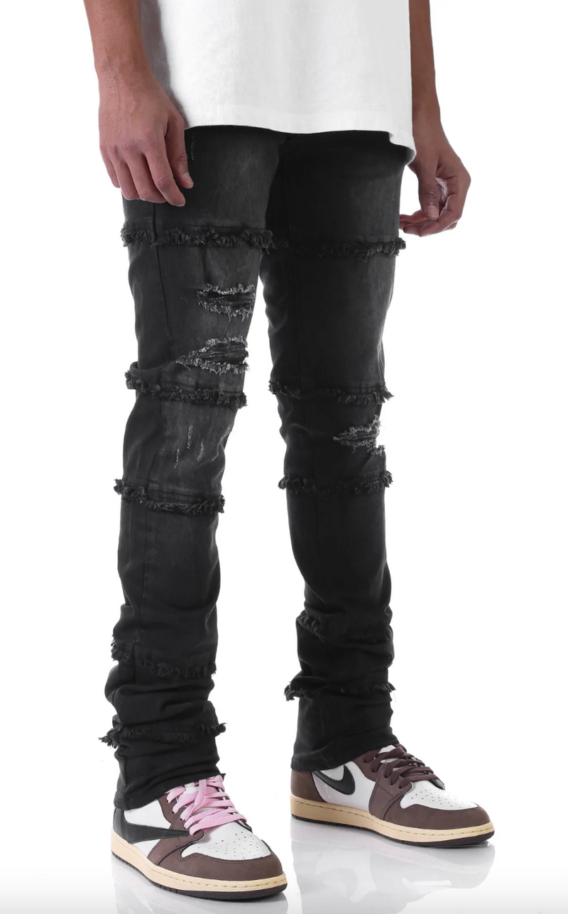 KDNK Panelled Stacked Denim (Black) KND4451 - Fresh N Fitted Inc