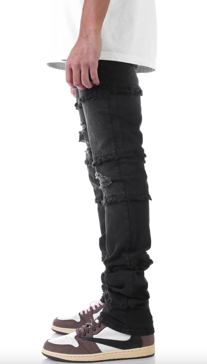 KDNK Panelled Stacked Denim (Black) KND4451 - Fresh N Fitted Inc