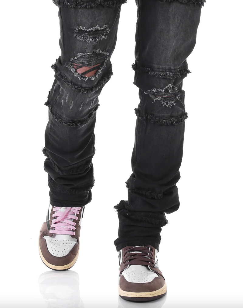 KDNK Panelled Stacked Denim (Black) KND4451 - Fresh N Fitted Inc