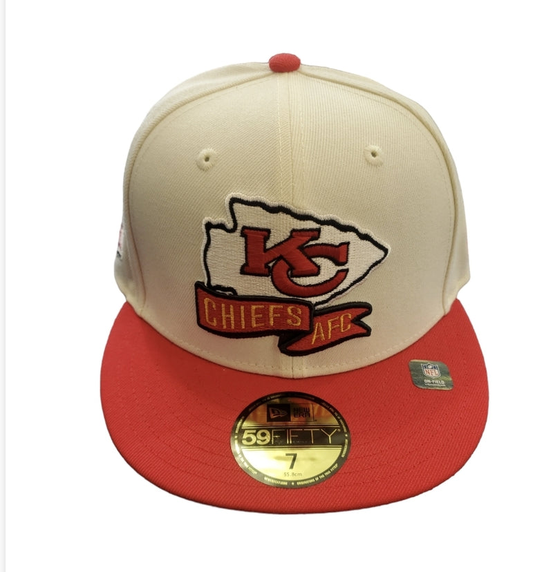 NEW ERA 59Fifty 'Kansas City Chiefs AFC' Fitted Hat (Cream/Red) - Fresh N Fitted Inc