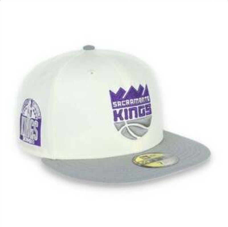 NEW ERA 59Fifty 'Sacramento Kings' Western Conference Side Patch Fitted (Cream/Purple/Grey) - Fresh N Fitted Inc