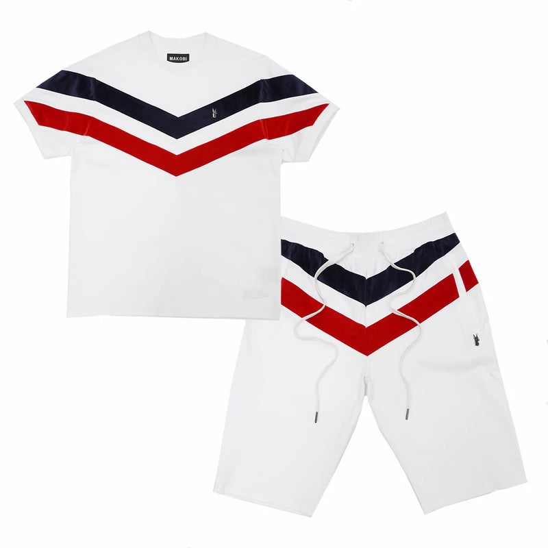 Makobi 'V' Shorts (White) M562S - Fresh N Fitted Inc