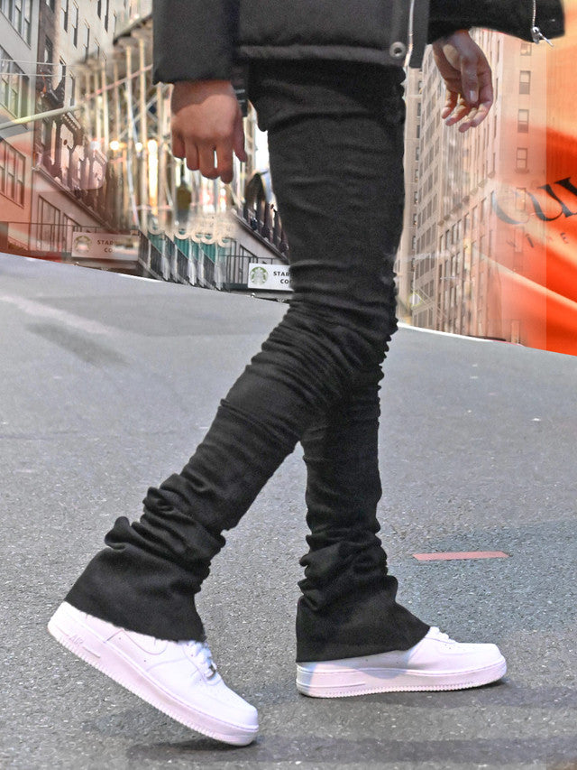 Si Tu Veux 'Alix' Ripped Extra Long Stacked Denim (Jet Black)TVH0023-STK - Fresh N Fitted Inc