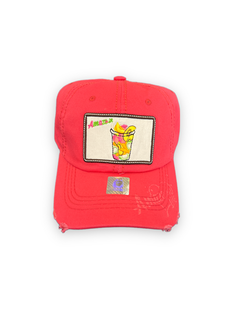 Pitbull Amaze In Life 'Fruit Cup Patch' Washed Cotton Hat (Coral) FD3FRCCR - Fresh N Fitted Inc