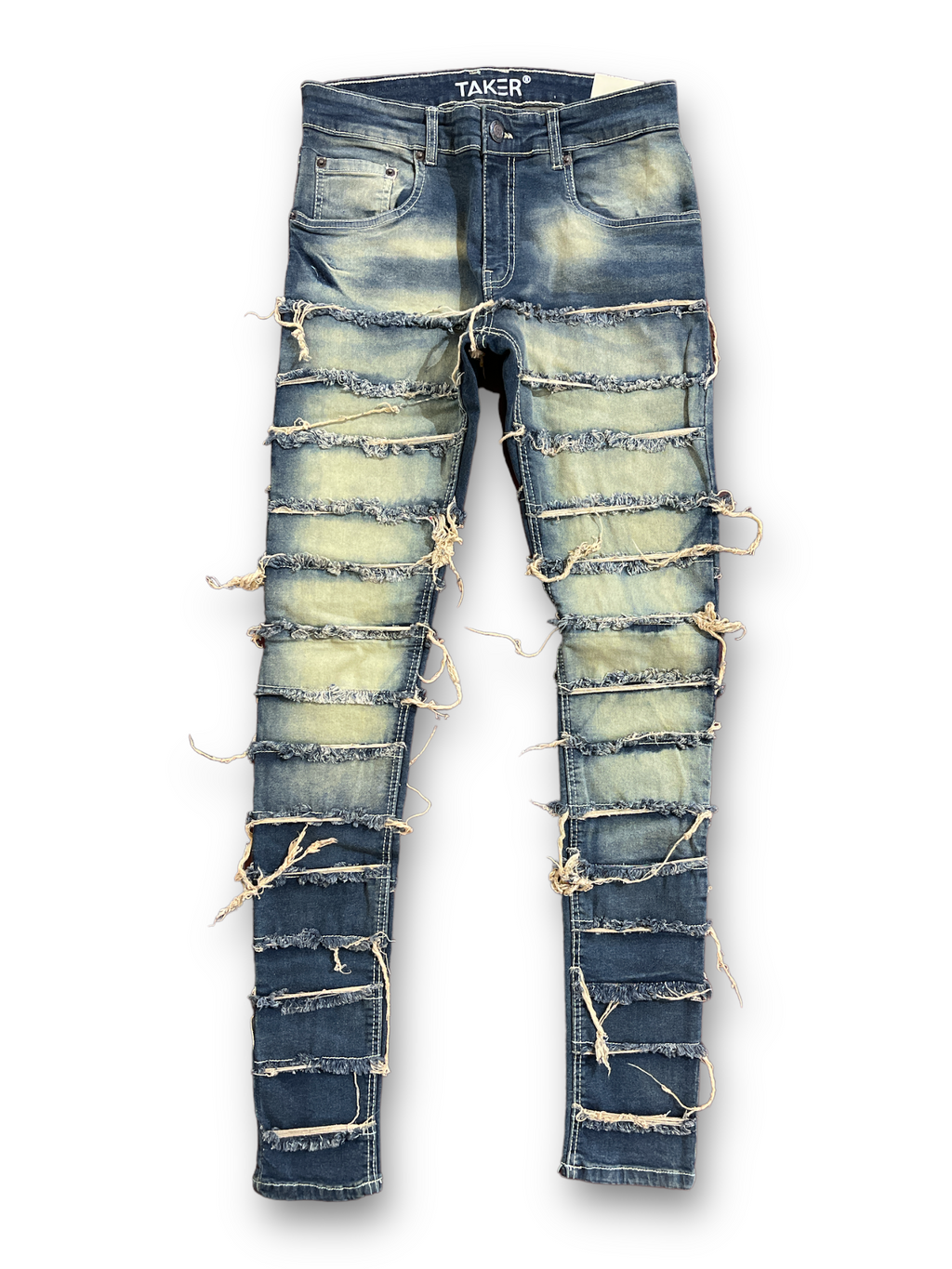 Taker 'Frayed Edge' Multi Strap Denim (Vintage Blue) B2030 | Fresh