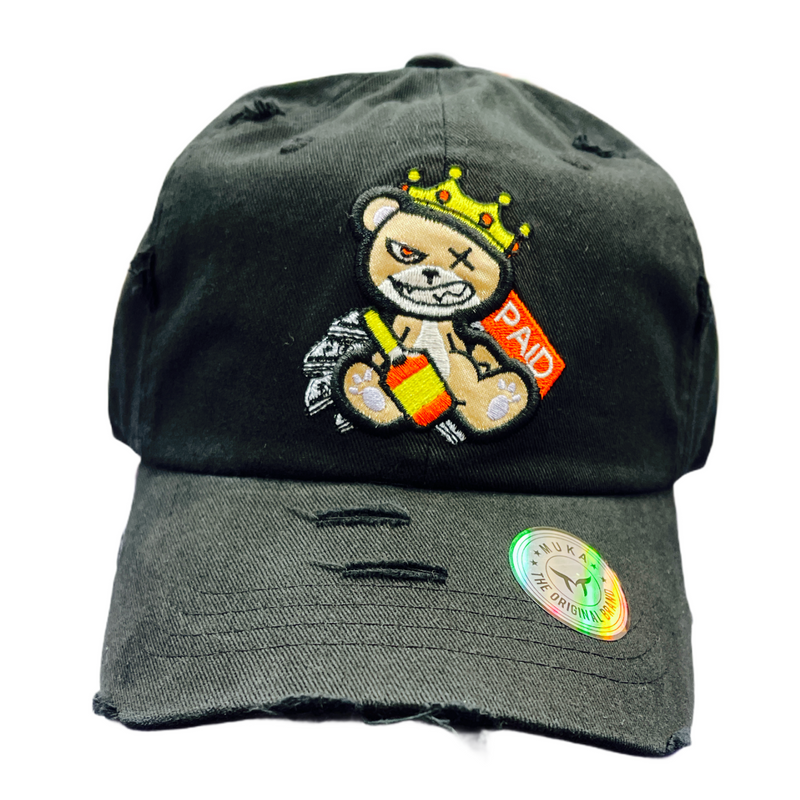 'Paid Bear' Dad Hat (Black) MUD2111 - Fresh N Fitted Inc
