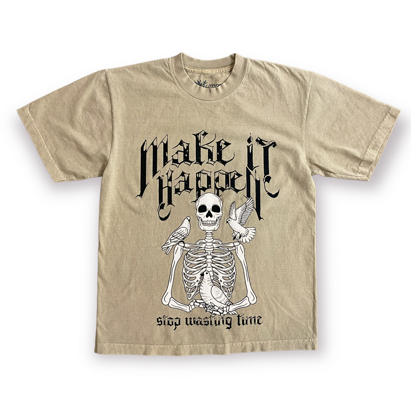 Yumm 'Stop Wasting Time' Vintage Fit T-Shirt (Sand) YM2023