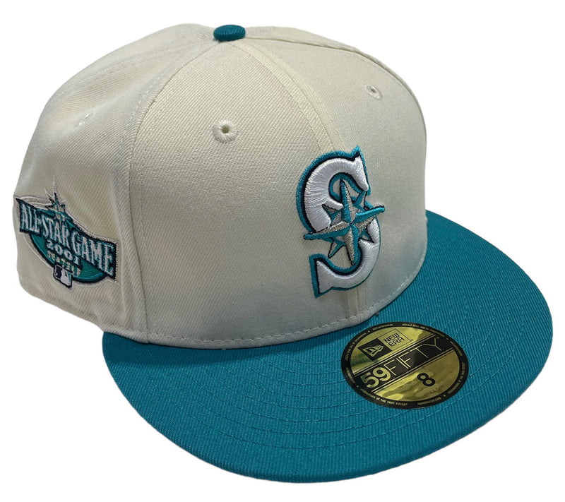 NEW ERA 59Fifty 'Seattle Mariners' Fitted (White/Teal w Green Under Brim) - Fresh N Fitted Inc