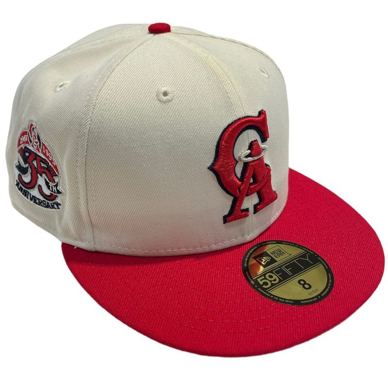 NEW ERA 59Fifty California Angels '35 Year Anniversary' Fitted Hat  (White/Red w Green Under Brim)