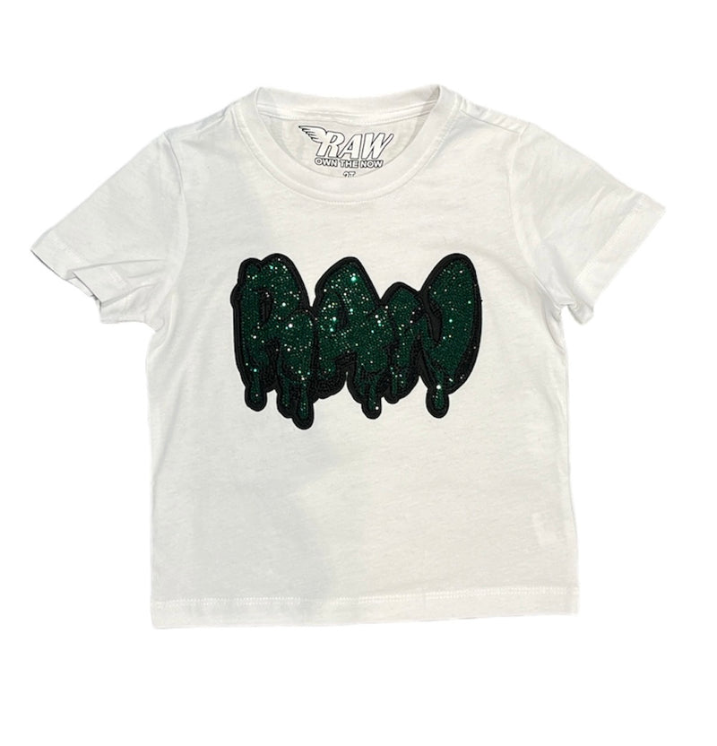 Rawyalty Kids 'Raw Drip Green Bling' T-Shirt (White) RKT-000 - Fresh N Fitted Inc