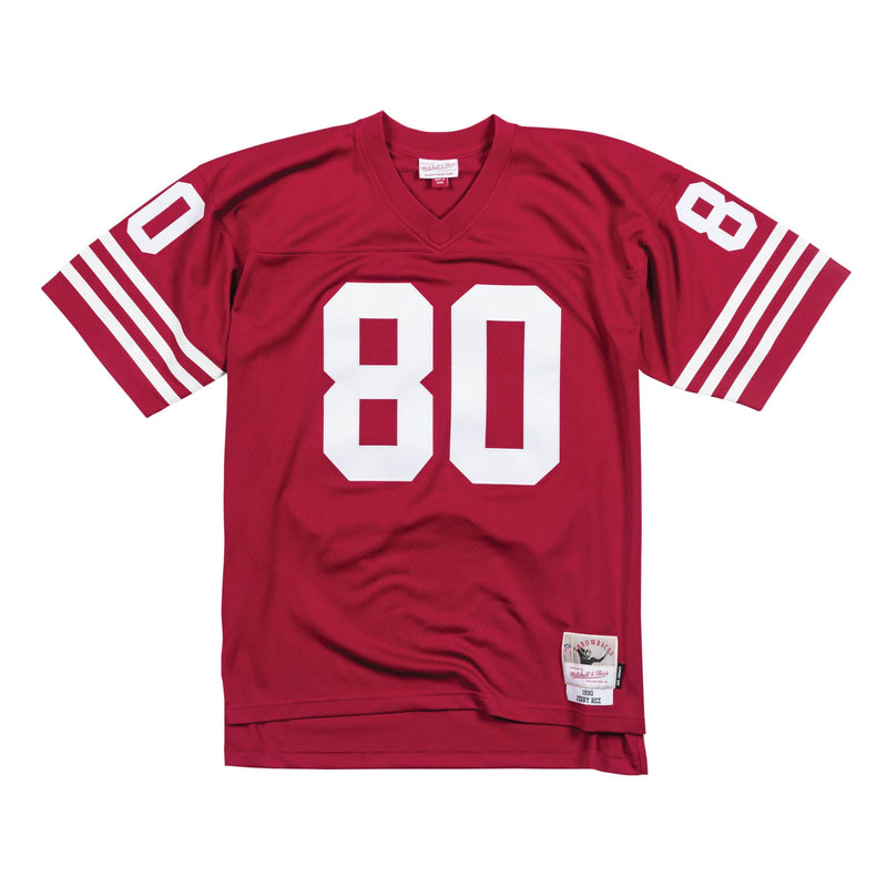 Mitchell & Ness San Francisco 49ers '1990 Jerry Rice' NFL Legacy Jersey (Scarlet) LGJYAC18049-SF4SCAR90JRI - Fresh N Fitted Inc