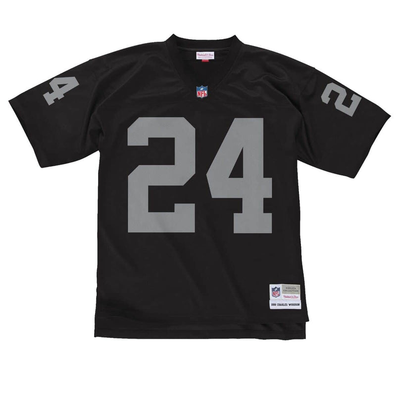 Mitchell & Ness Oakland Raiders '1998 Charles Woodson' NFL Legacy Jersey (Black) LGJYCP18150-ORABLCK98CWO - Fresh N Fitted Inc