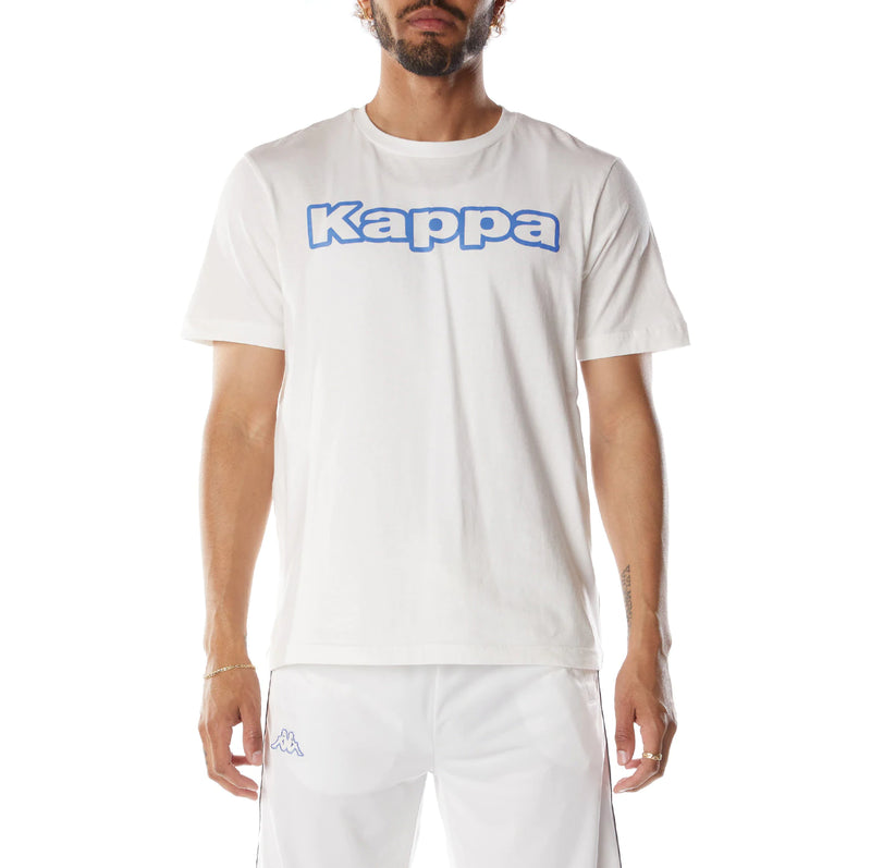Kappa 'Logo Tape Erco' T-Shirt (White/Blue/Black) 371B7VW - Fresh N Fitted Inc